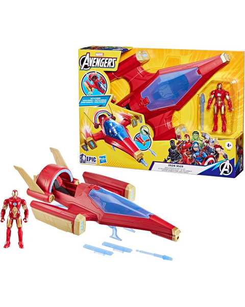 Marvel Avengers Epic Hero Serisi Iron Man Repulsor Blast Savaş Jeti ve Aksiyon Figürü F9329