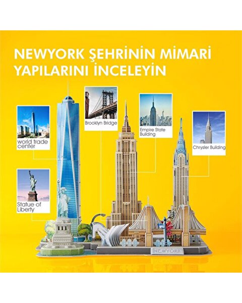 Cubic Fun City Line Serisi New York City 3D Puzzle 123 Parça
