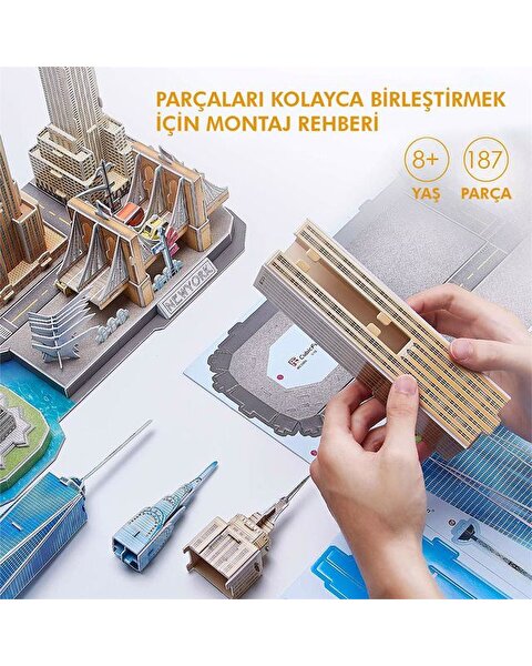 Cubic Fun City Line Serisi New York City 3D Puzzle 123 Parça