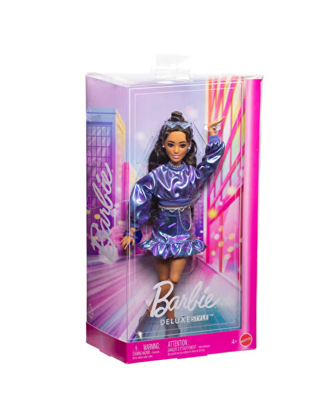Barbie Deluxe Style Stil İkonu Bebek Metalik Mavi Üst ve Etekli JFP42