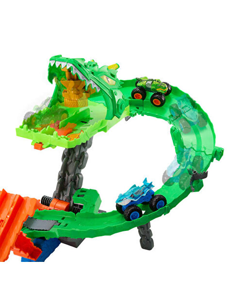 Hot Wheels Monster Trucks Köpek Balığı ve Dinozor Korkunç Ejderhaya Karşı Oyun Seti JFR06