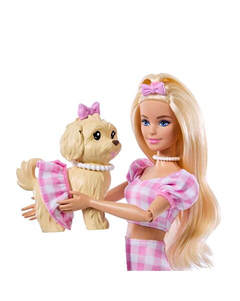 Barbie Uyumlu Dostlar Sarı Saçlı Bebek ve Köpekçiği JFP36