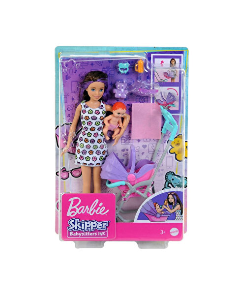 Barbie Bebek Bakıcılığı Oyun Seti Gezdirme Temalı GXT34