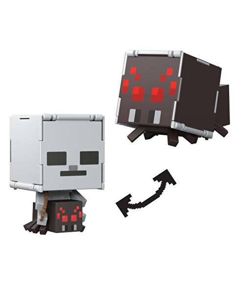 Minecraft Flipping 2'si 1 Arada Figür Spider Jockey + Spider JCN24