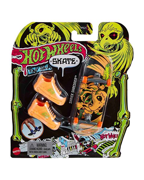 Hot Wheels Skate Neon Temalı Parmak Kaykay ve Ayakkabı Paketi Shriek Shredder