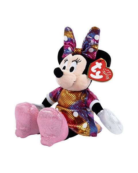 TY Parlak Gökkuşağı Elbiseli Minnie Mouse Peluş 15 Cm