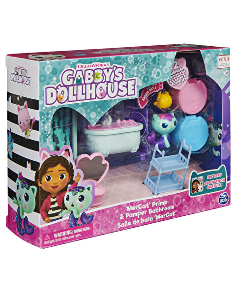 Gabby’s Dollhouse Deluxe Oda Oyun Seti Mercat Primp and Pamper Bathroom
