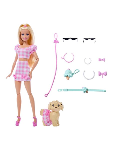 Barbie Uyumlu Dostlar Sarı Saçlı Bebek ve Köpekçiği JFP36