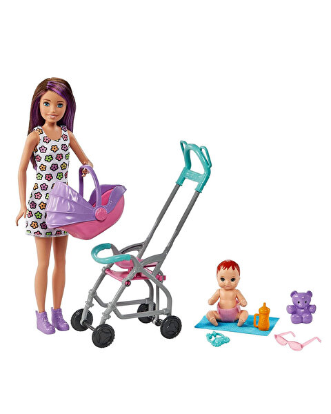 Barbie Bebek Bakıcılığı Oyun Seti Gezdirme Temalı GXT34