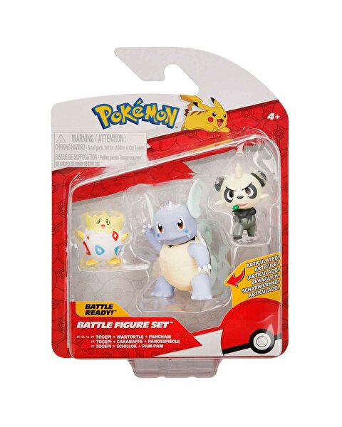 Pokemon Battle 3'lü Figür S14 Togepi-Wartortle-Pancham