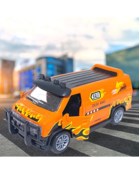 1:36 Die Cast Çek Bırak Turuncu Arazi Minibüsü