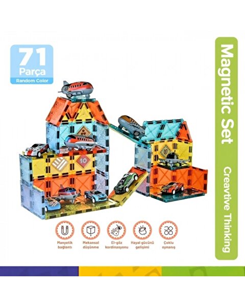 Magnetic Tiles Mıknatıslı Manyetik Yapı Blokları 71 Parça