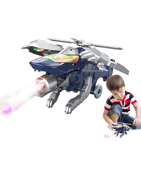 Dinozora Dönüşen Işıklı ve Sesli Helikopter