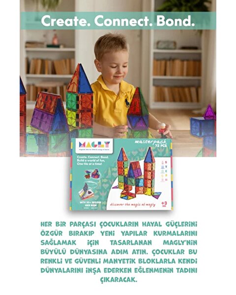 Magly Manyetik 3 Boyutlu Yapı Blokları 72 Parça