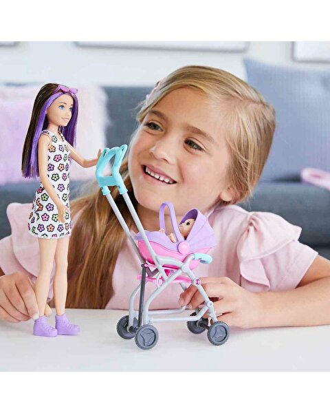 Barbie Skipper Bebek Bakıcılığı Bebek Arabalı Oyun Seti GXT34