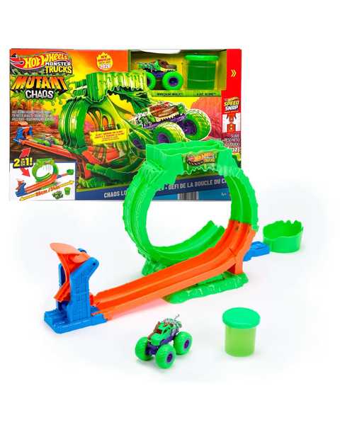 Hot Wheels Monster Trucks Mutant Kaosu Çemberde Yarış Oyun Seti JMK91