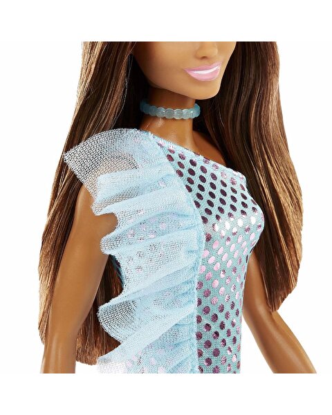 Barbie Pırıltılı Bebekler Mavi Parlak Elbiseli HJR95