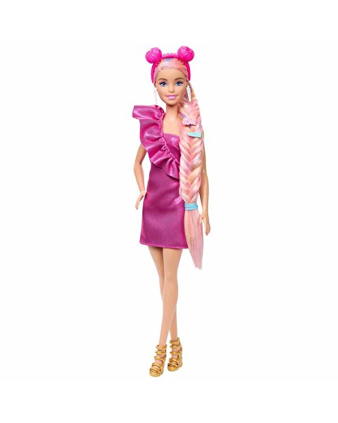 Barbie Upuzun Muhteşem Saçlı Bebekler Pembe Saçlı Bebek JDC85