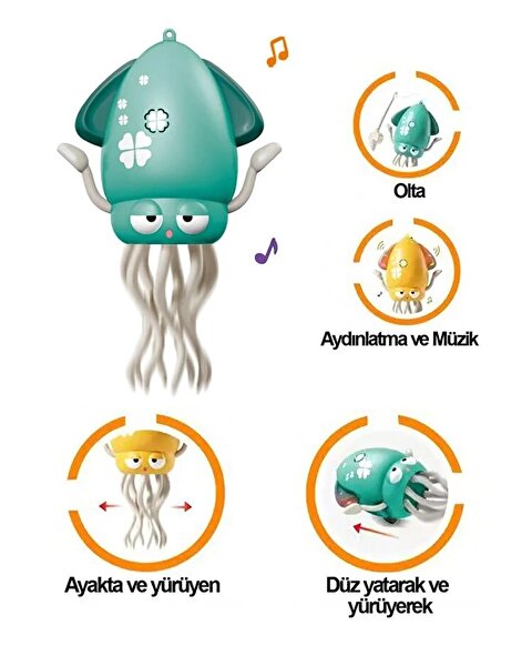 Dansçı Kali Müzikli Işıklı Hareketli Ahtapot Yeşil