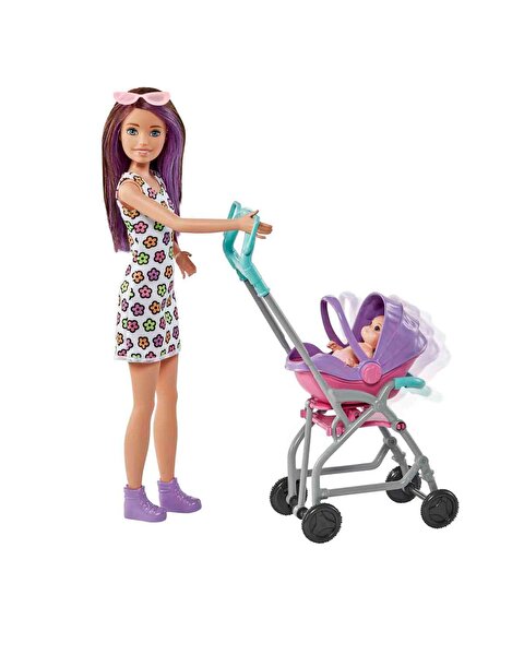 Barbie Skipper Bebek Bakıcılığı Bebek Arabalı Oyun Seti GXT34