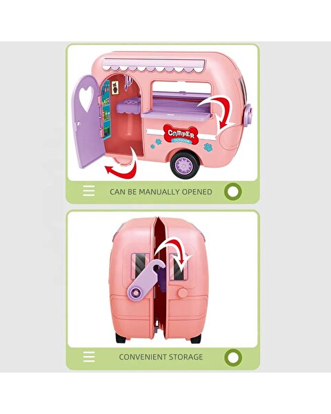 Camper Karavan Macerası Bebekli ve Evcil Hayvanlı Oyun Seti