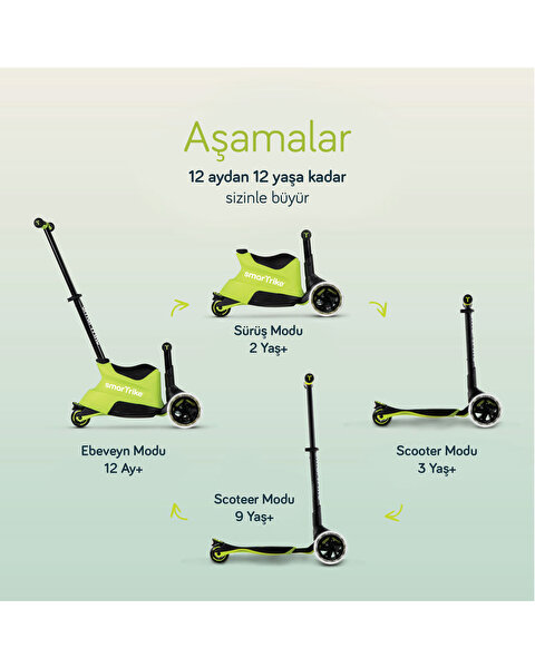 SmarTrike Xtend Büyüyebilen Ride On Scooter Lime