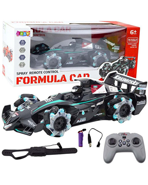 Formula 1 Spray Buhar Atan Uzaktan Kumandalı Siyah Araba