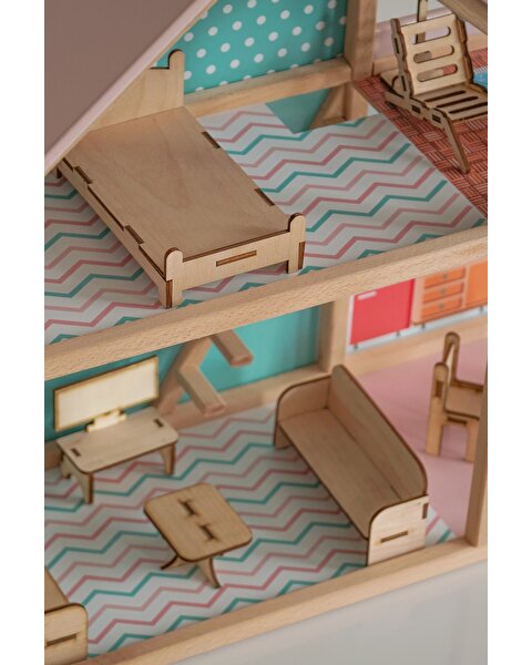 Ahşap Merdivenli Ev 1003 Mavi