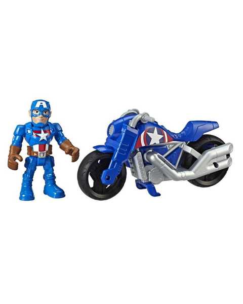 Marvel Super Hero Adventures Mega Mini Figür ve Motosiklet Kaptan Amerika E6262