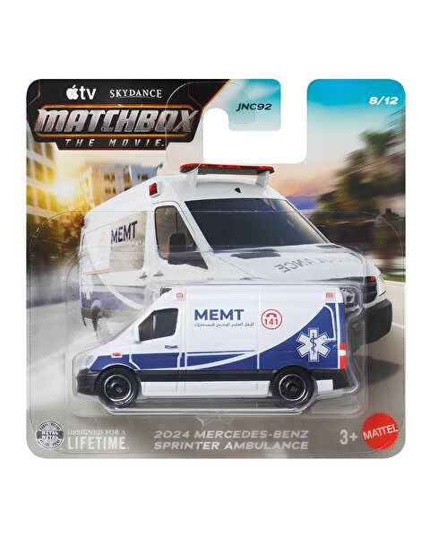 Matchbox The Movie 1:64 Diecast Arabalar 2024 Mercedes-Benz Sprinter Ambulance JND16