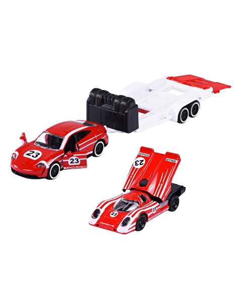 Majorette Porsche Deluxe Trailer 3’lü Set Porsche Taycan Turbo S + Porsche 917