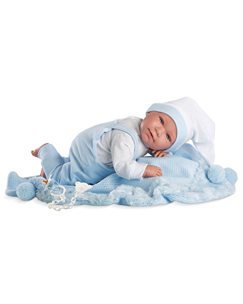 Llorens Lalo Pijama Toquilla Azul Sesli 35 cm.