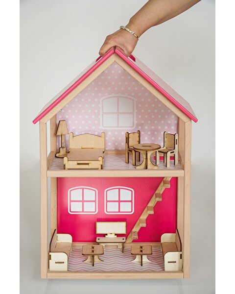Ahşap Merdivenli Ev 1001 Pembe