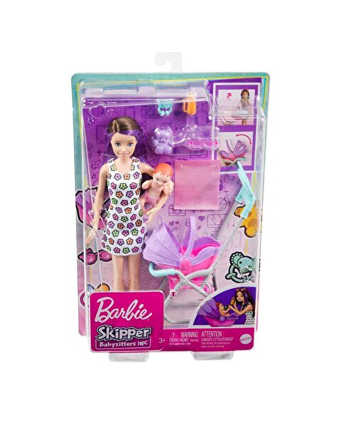 Barbie Skipper Bebek Bakıcılığı Bebek Arabalı Oyun Seti GXT34
