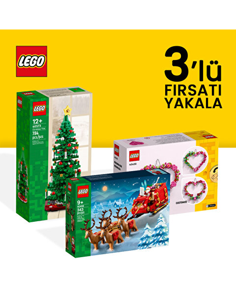 LEGO Yılbaşı Özel 3’lü Özel Set Paketi (Çam Ağacı + Noel Baba’nın Kızağı + Kalp Süsleme Seti)