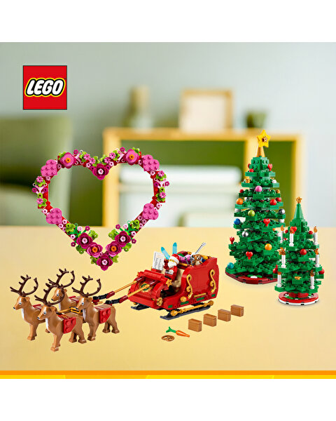 LEGO Yılbaşı Özel 3’lü Özel Set Paketi (Çam Ağacı + Noel Baba’nın Kızağı + Kalp Süsleme Seti)