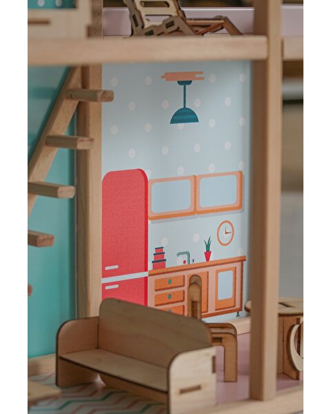 Ahşap Merdivenli Ev 1003 Mavi