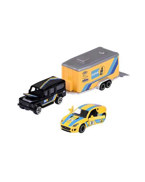 Majorette Car Trailer Ford 1:64 Lisanslı Metal Araç Seti Land Roverdefender 110+Toyota Gr Supra