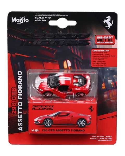1:64 Speed Icons Koleksiyon Araçlar 296 Gtb Assetto Fiorano Kırmızı