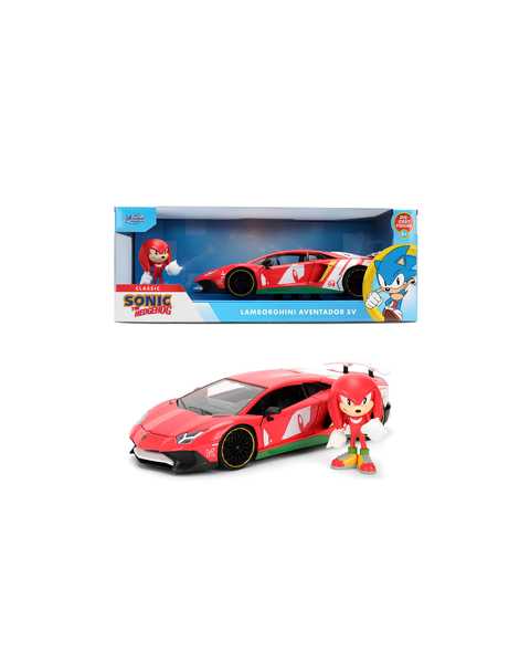 Jada Sonic the Hedgehog Knuckles Figürlü Lamborghini Aventador SV Metal Model Araç 19 Cm