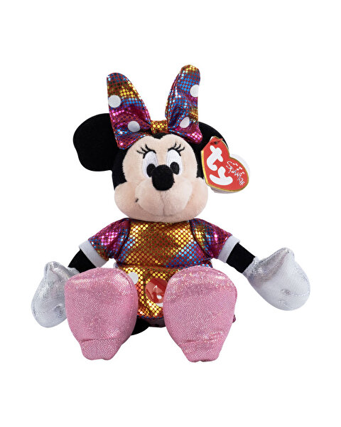 TY Parlak Gökkuşağı Elbiseli Minnie Mouse Peluş 15 Cm