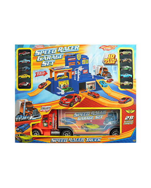 Speed Racer Tırlı 10 Metal Araçlı Garaj