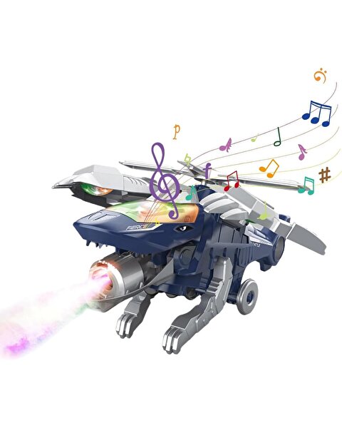 Dinozora Dönüşen Işıklı ve Sesli Helikopter