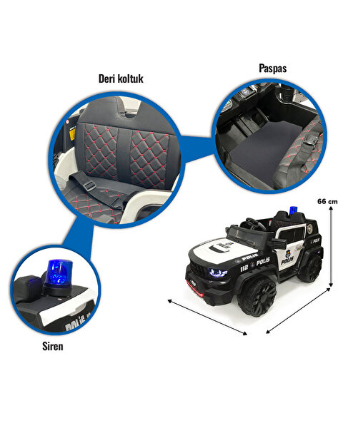 İzni̇k Poli̇s 12 Volt Akülü Araba