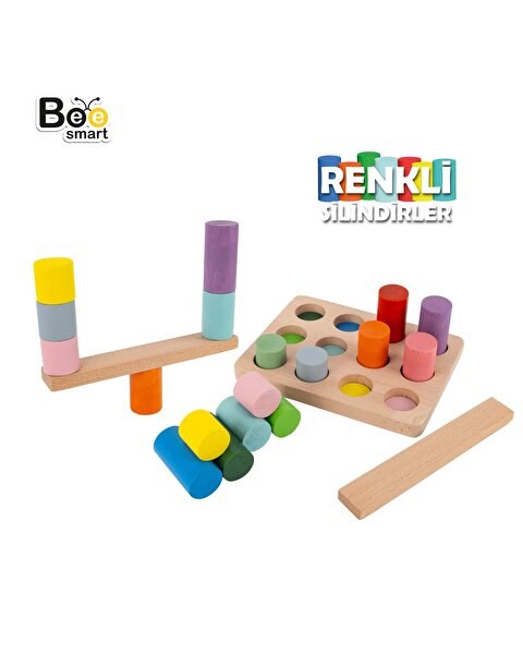 Bee Smart Montessori Ahşap Renkli Silindirler