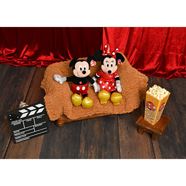 Ty Parlak Kırmızı Elbiseli Minnie Mouse Sesli Peluş 30 cm.