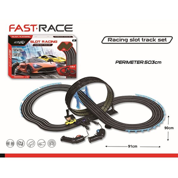 1:64 Ölçekli Pilli 2 Araçlı Yarış Seti