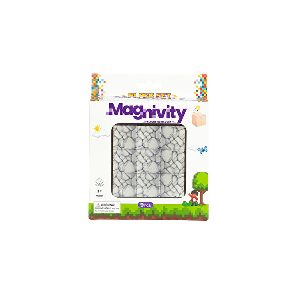 Magnivity Manyetik Bloklar Gri Taş Blok 9 Parça