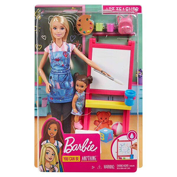 Barbie ve Meslekleri Oyun Setleri Resim Öğretmeni Sarı Saçlı GJM29
