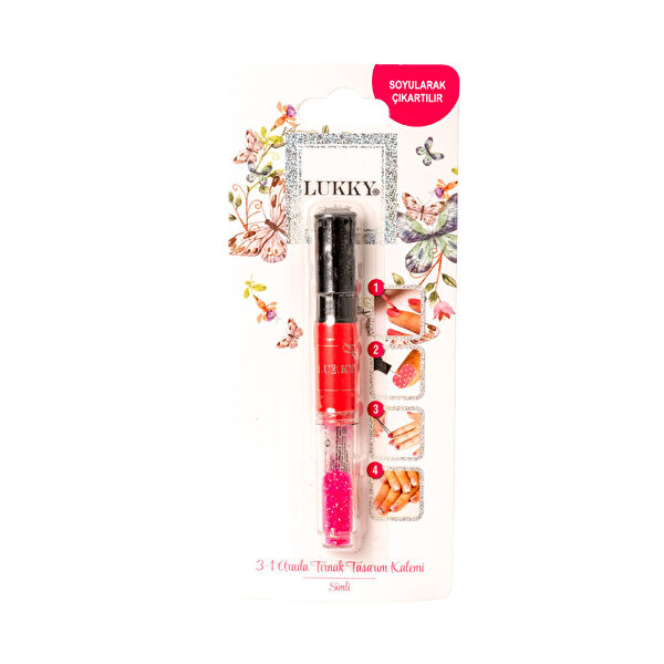 Lukky 3'ü 1 Arada Tırnak Tasarım Kalemi Fuşya